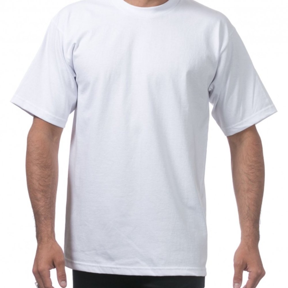 Pro Club Men's White M-XL Heavyweight Cotton Short Sleeve Crew Neck T-Shirt